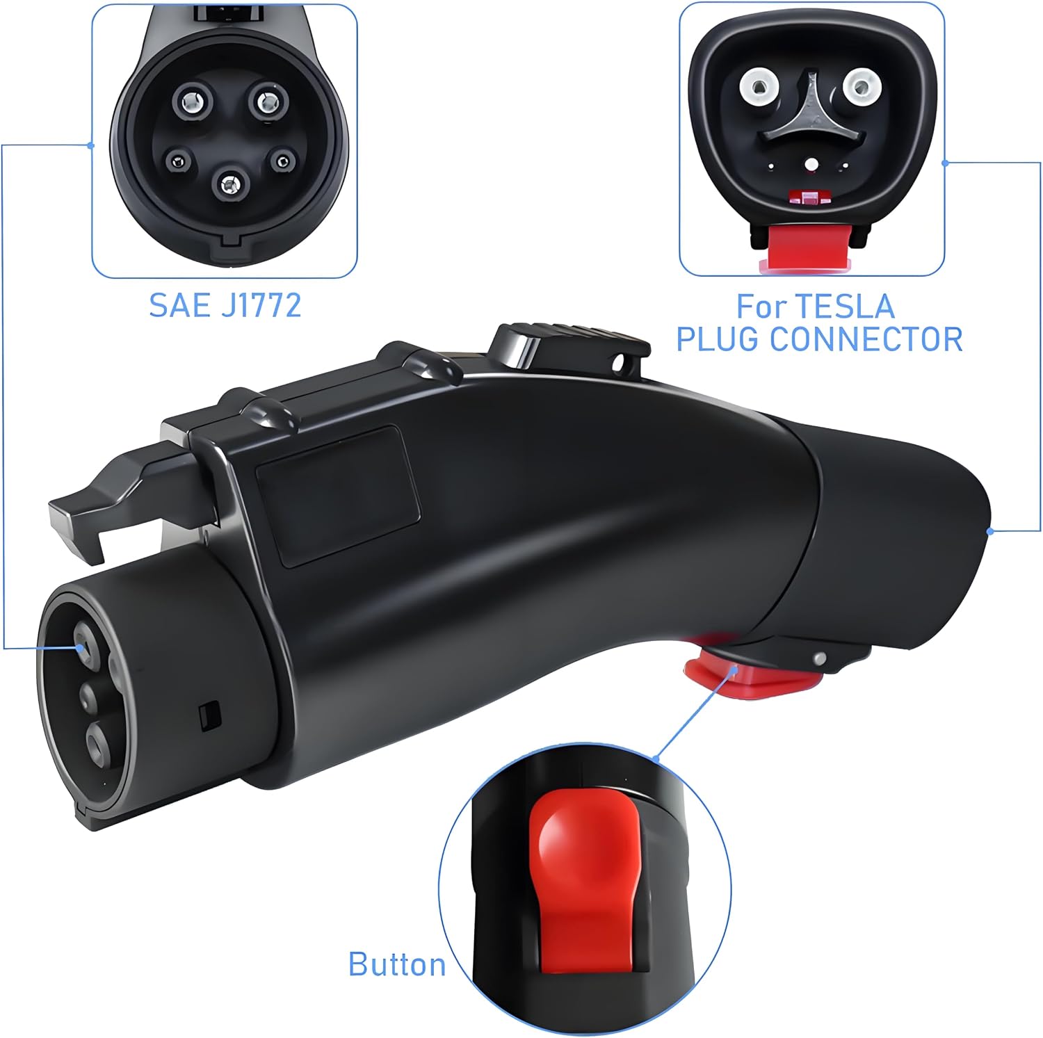 Adapter for Tesla to J1772 EVs Charger – NACS Converter, 48 Amp & 250V, Compatible with Tesla High Powered Connectors, Destination Chargers & Mobile Connectors for J1772 Electric Vehicles