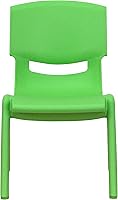 Vista 4 de EMMA + OLIVER Paquete de 4 sillas escolares apilables de plástico verde con asiento de 10.5 pulgadas de alto, silla preescolar