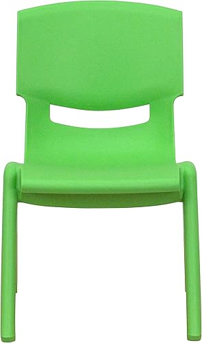 Miniatura 4 de EMMA + OLIVER Paquete de 4 sillas escolares apilables de plástico verde con asiento de 10.5 pulgadas de alto, silla preescolar