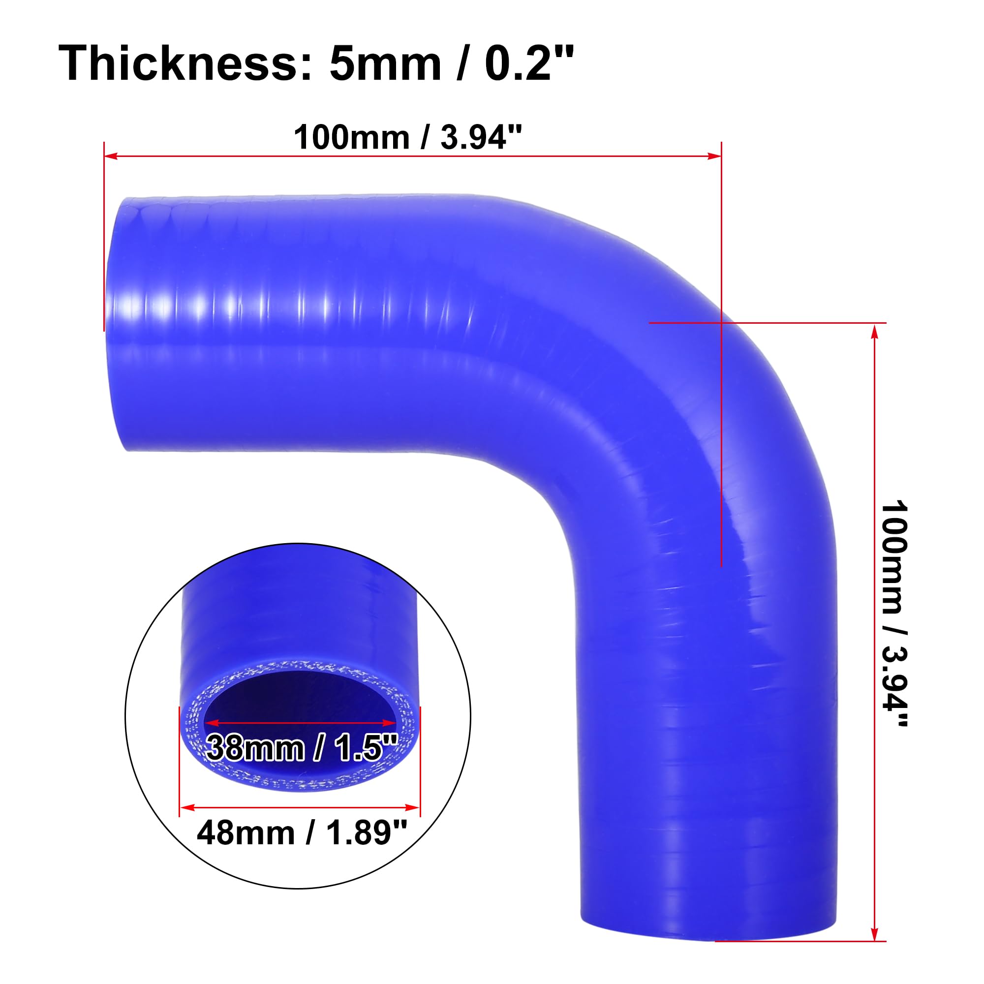 X AUTOHAUX Coupleur Droit Silicone Bleu 48mm - Tuyau Refroidissement Moteur