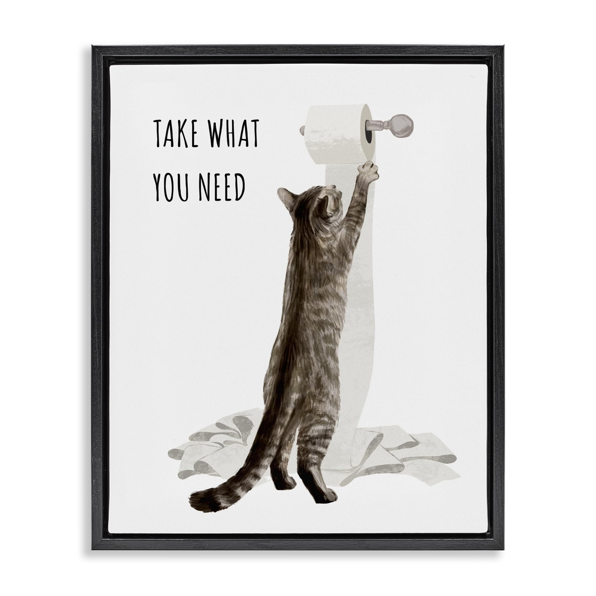 Humorous Cat Bathroom Comic, 25 x 31 Inch Canvas in Floater Frame