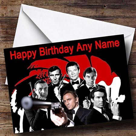 James Bond Various Personalised Birthday Card Amazon Co Uk Stationery Office Supplies