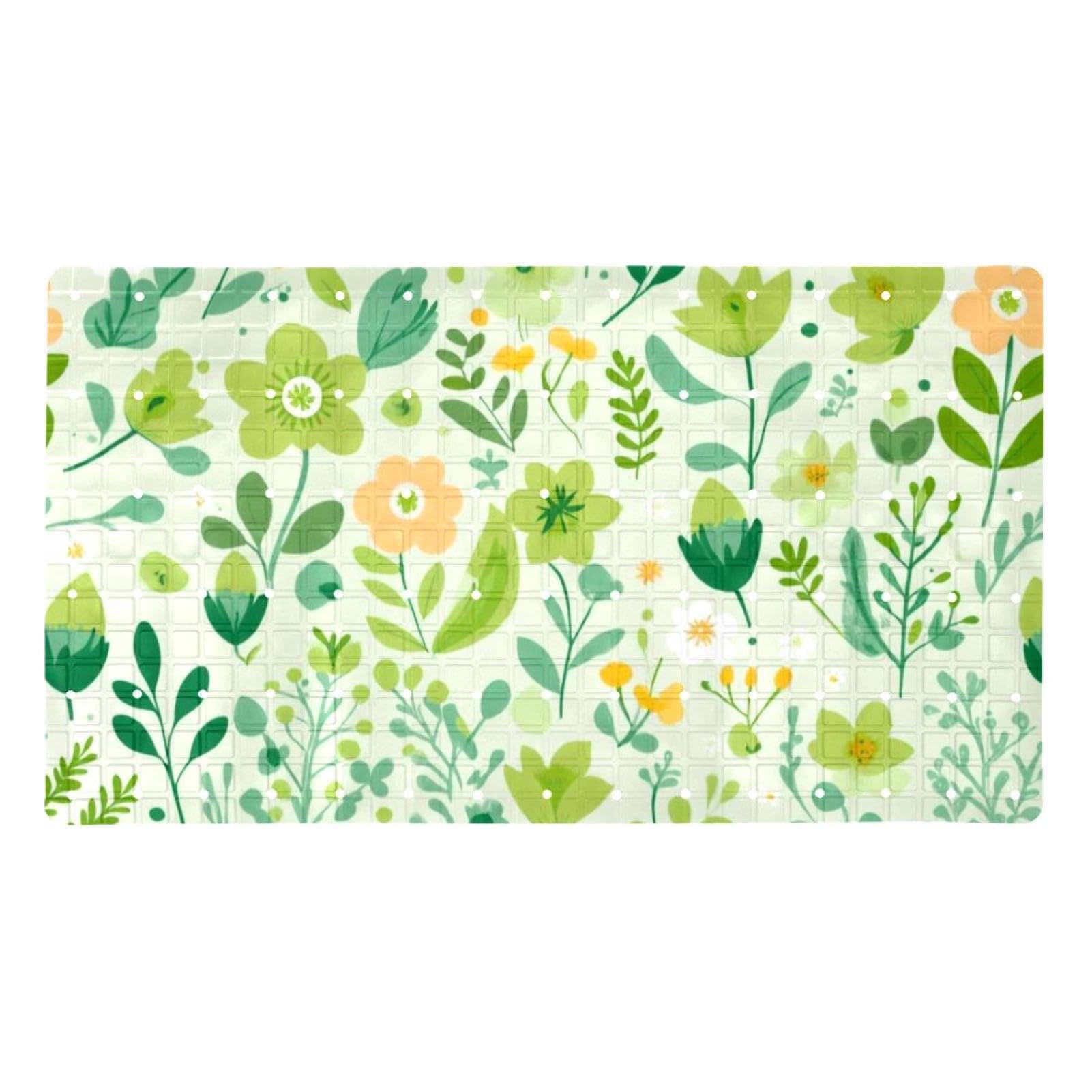 Tapis de bain antidérapant vert printemps pour une douche familiale sécurisée