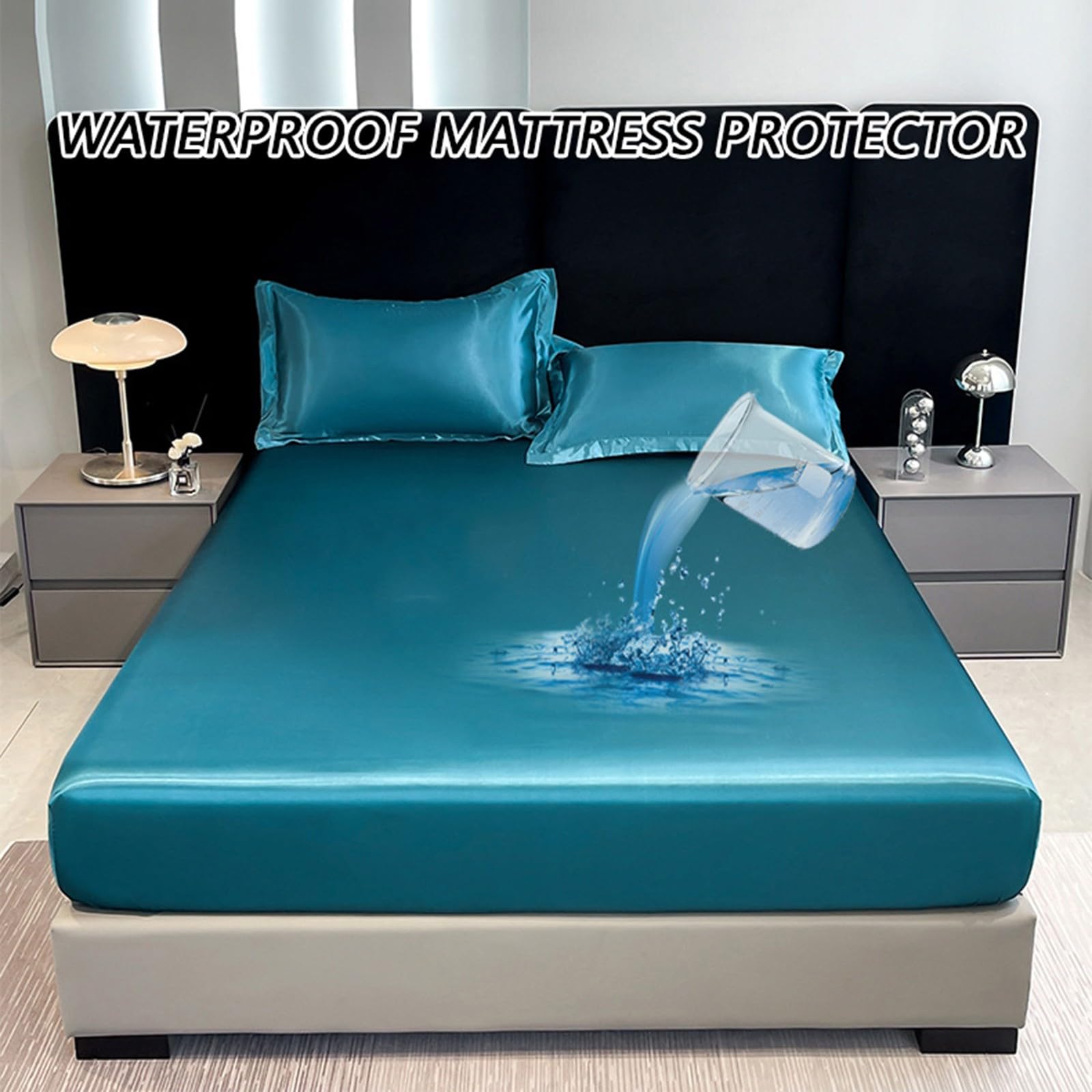 Gestepptes Wasserdichtes Spannbettlaken 3-Teiliges Set,Matratzenschoner Atmungsaktiv Kühlend,Hypoallergen Geräuschlos Matratzenschoner für Vier Jahreszeiten(Pink,180x200cm)