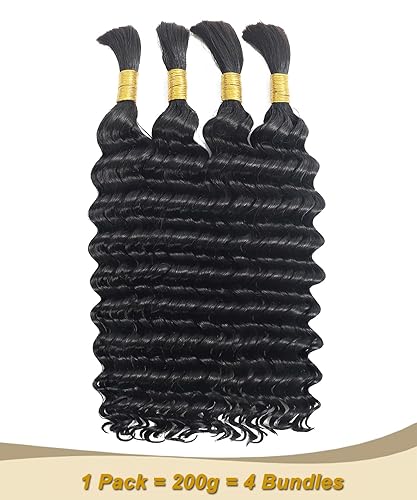 Miniatura 9 de Cabello humano a granel para trenzar, paquetes de cabello humano rizado 12A para mujeres negras, 16 pulgadas, onda profunda, sin trama, trenzas