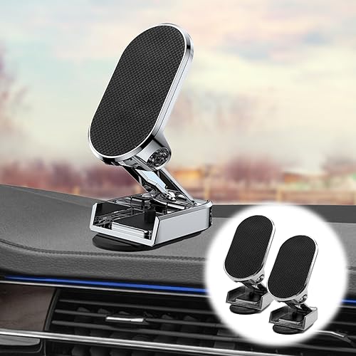 Paquete de 2 soportes magnéticos plegables para teléfono, rotación de 360 grados, soporte universal para teléfono para tablero de instrumentos
