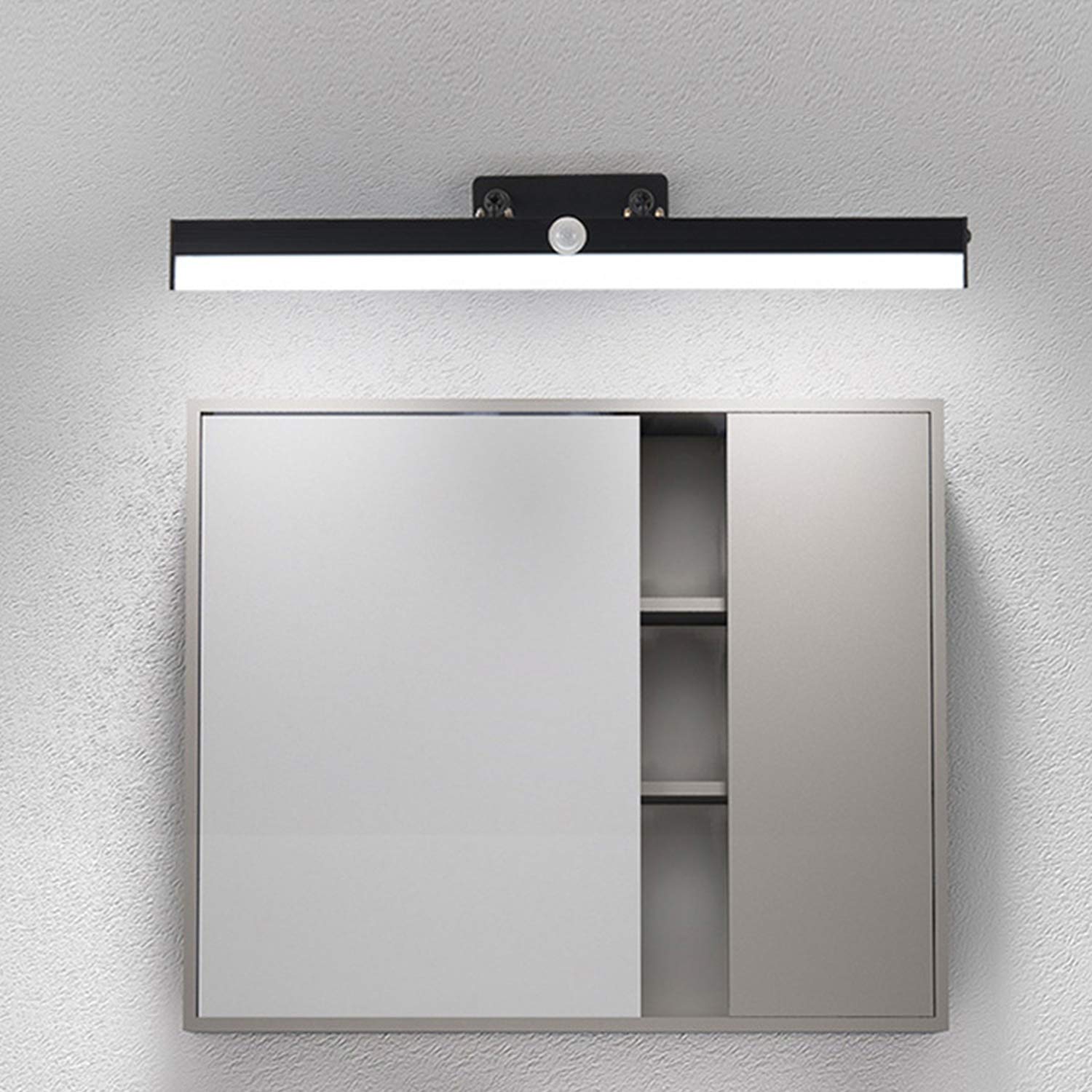 ACMHNC Bad Spiegelleuchte Mit Bewegungsmelder,LED Schwarz Spiegellampe Badezimmer Mit Schalter,4000K Schminklicht Badlampe Einstellbar&Drehba,Wandleuchten Aus Metall Für Spiegel Schminktisch,50cm/10w