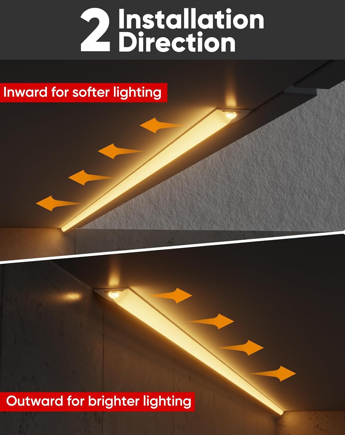 Shine Decor Under Cabinet Lighting Strip, Free Cuttable LED Silicone Neon Rope Hardwired 24V Anti-Glare Bright Cozy 684 Lumen for Indoor, Adhesive Black Shell 2700K Warm 36” UL Certified, No Adapter