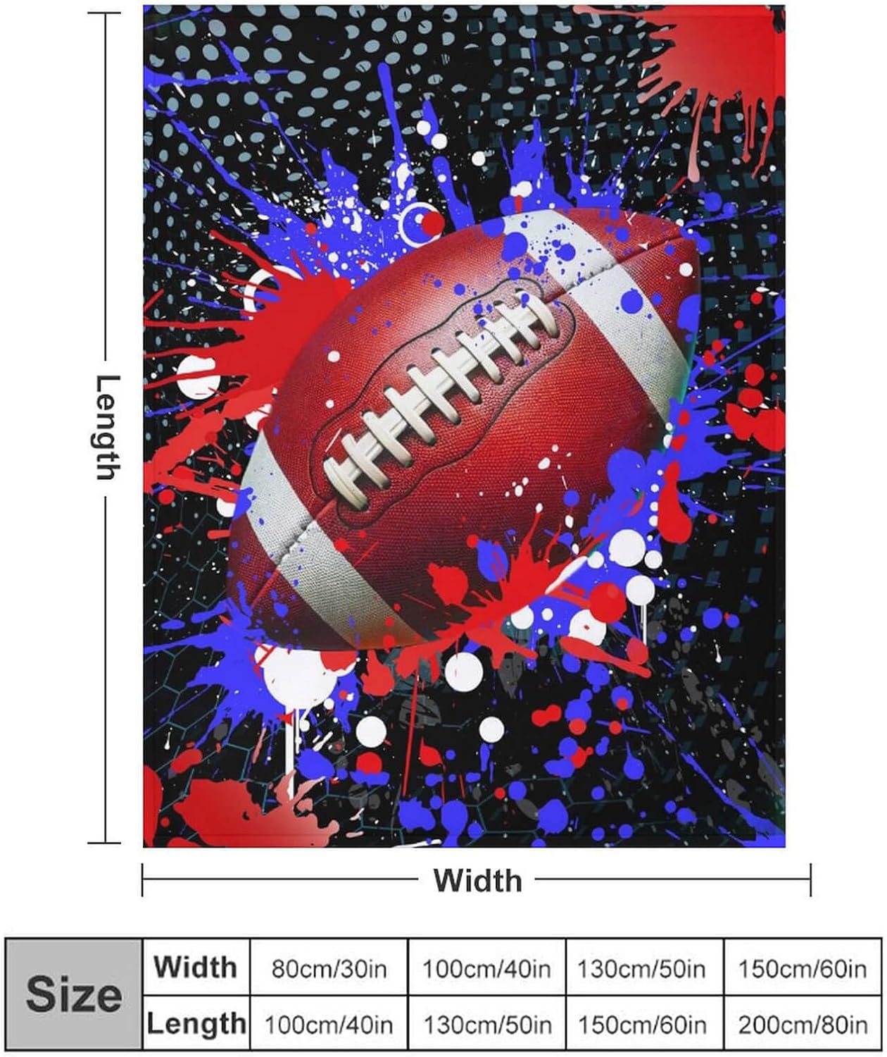 Football Throw Blanket - Soft Flannel Sports Blankets for Girls Boys Kids Football Lovers - Warm Sportball Throw Blankets for All Season Lap, Chair, Sofa - 50"x40" - Image 3