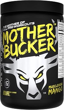 Bucked Up Mother Bucker Pre-Workout Powder, Musclehead Mango, 40 Servings | Pre-Workout Support, High Caffeine, Energy & Endurance Blend, Sugar Free, Keto Friendly, Advanced User Formula