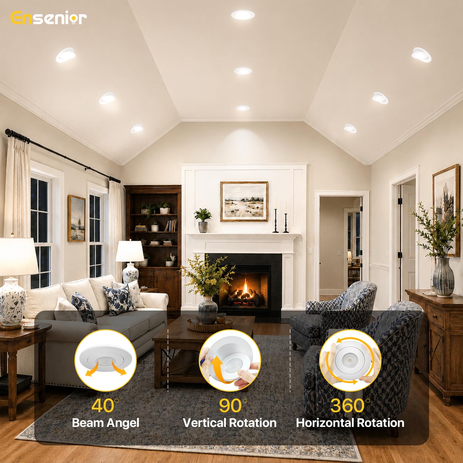 Ensenior 4" Gimbal LED Recessed Lights - 4 Pack -2