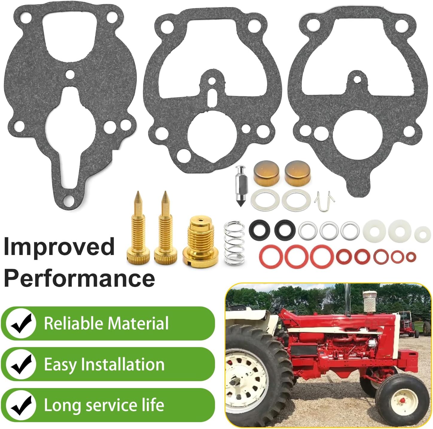 Carburetor Repair Kit, Replacement for Zenith 61 161 67 68, IH Farmall Wisconsin Allis K2106 K2111 K2112