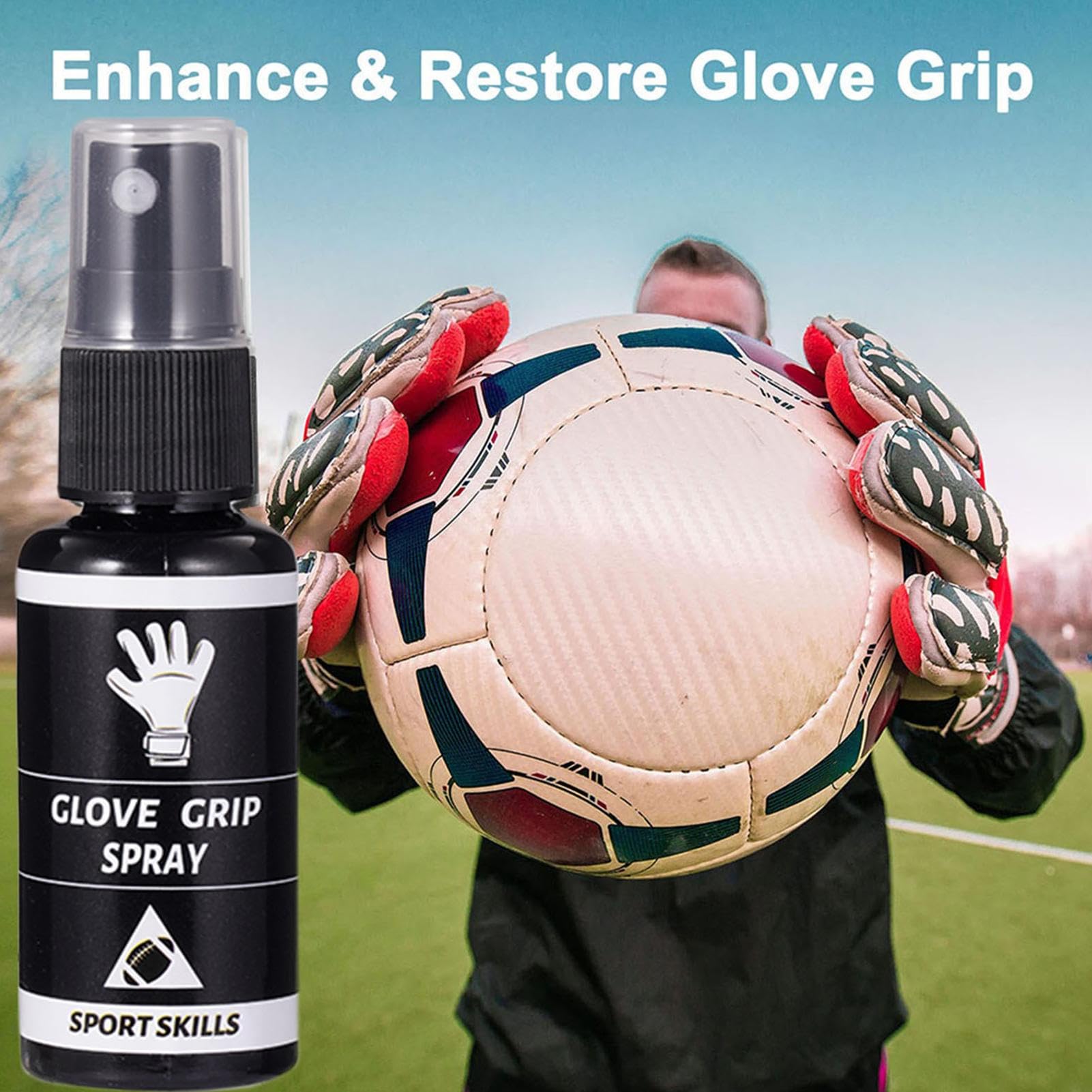 Generisch Grip Spray Für Torwarthandschuhe, 30 Ml Antislip Sticky Handschuhe, Verbessertes Grip Football Handwäschespray, Glloves Reiniger klebrig für erhöhte Haltekraft und Klebrigkeit Sport & Freizeit