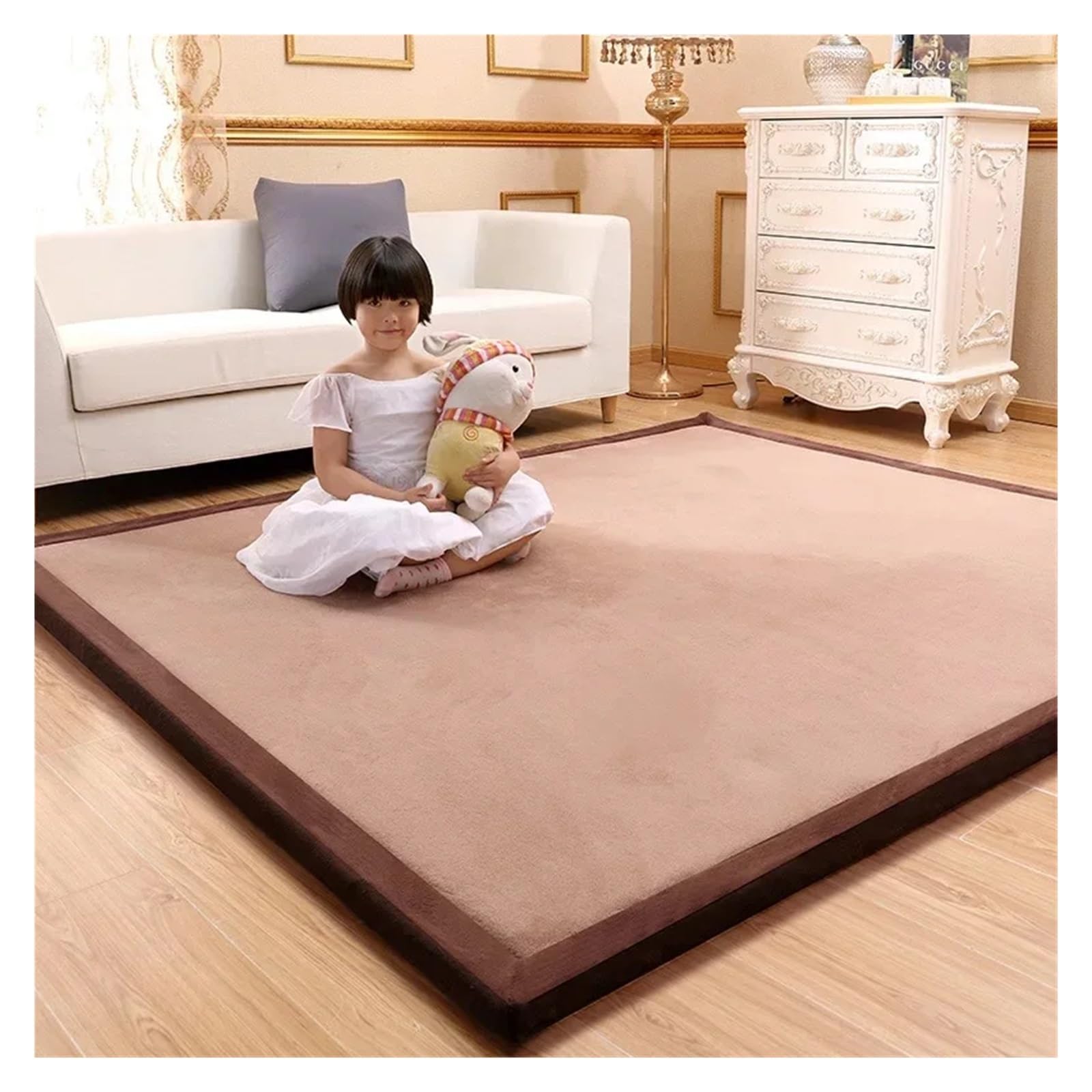 Tapis en velours polaire de corail pour chambre à coucher et espace de jeu rampant