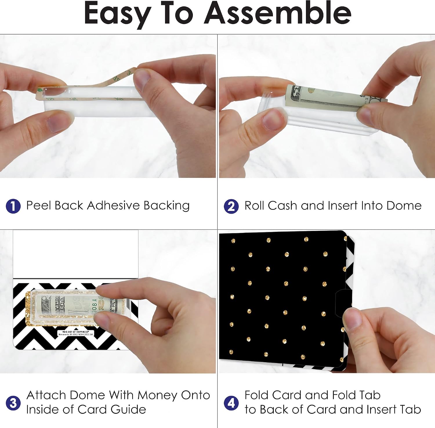 Big Dot of Happiness Tassel Worth the Hassle - Gold - DIY Assorted Graduation Party Cash Holder Gift - Funny Money Cards - Set of 6