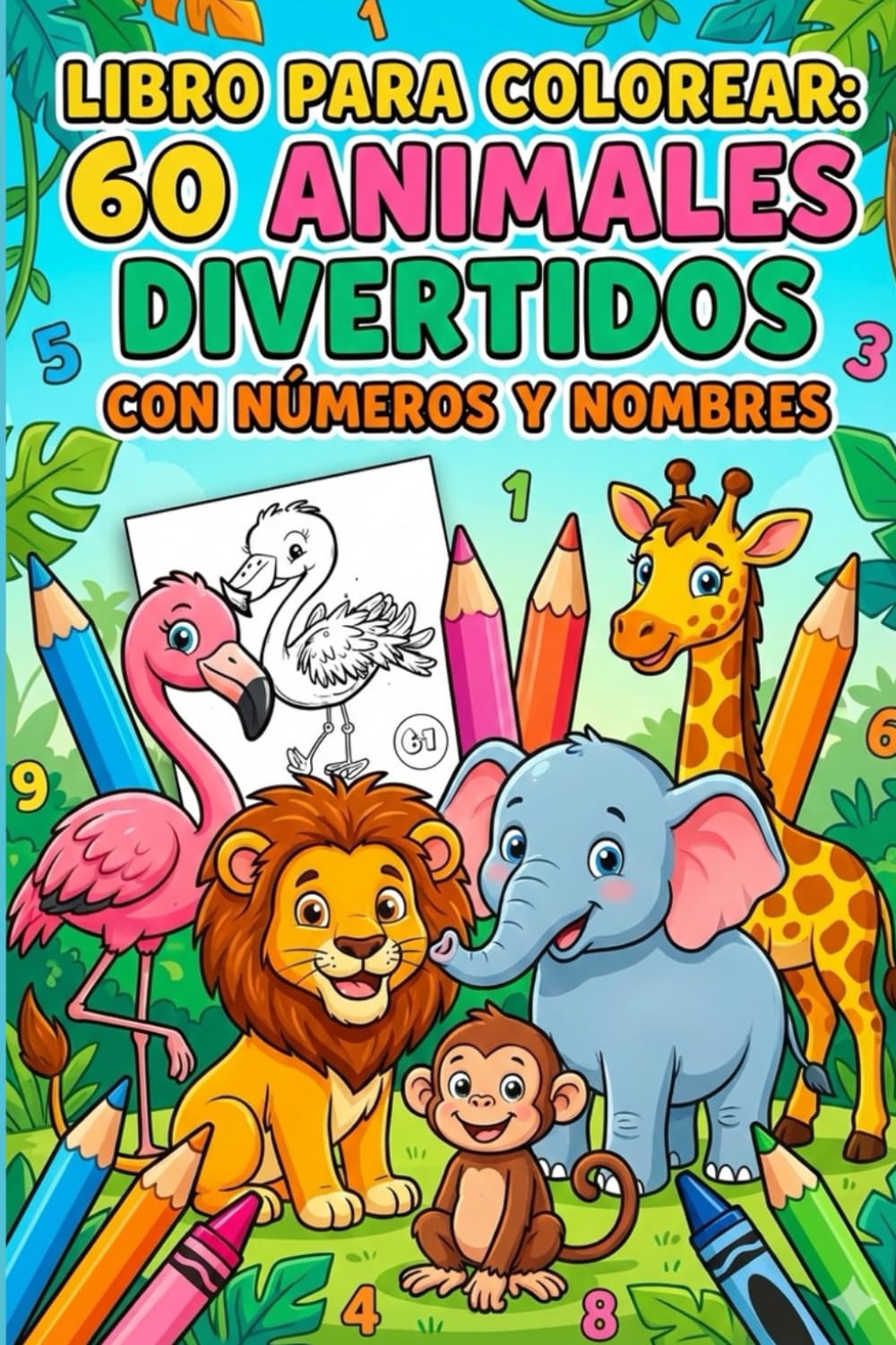 Animales coloridos (español): Libro para colorear de animales