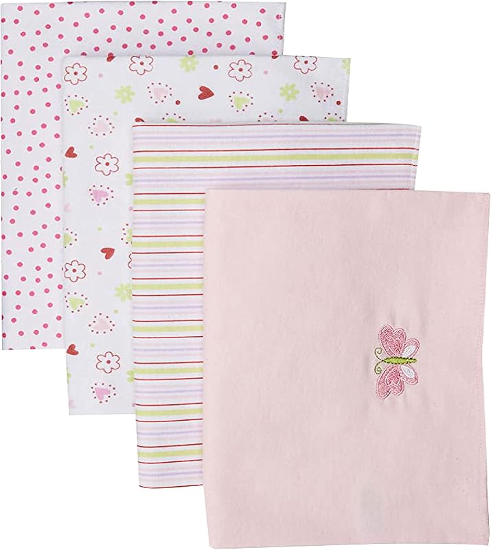 Baby 4 Pack 100% Cotton Flannel Receiving Blanket