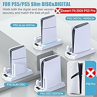 Vista 2 de PS5 PS5 Slim Stand and Cooling Station with Dual Controller Charging Station for PlayStation 5 Console, PS5 Accessories Incl. Controller Charger