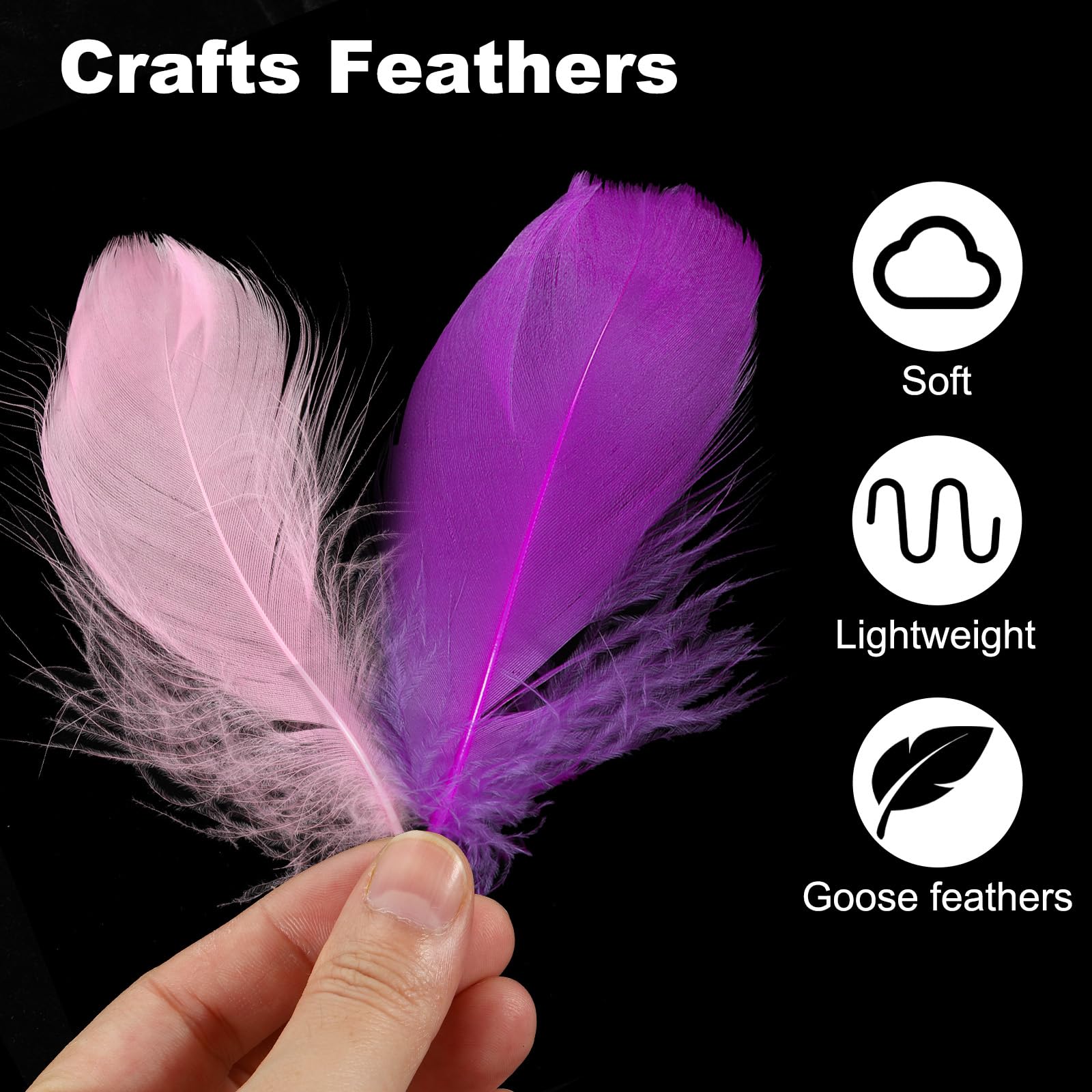 PATIKIL Colorful Feathers 3-5inch, 300pcs Goose Feathers Bulk for Crafts DIY Wedding Home Party Decorations Dream Catcher, Pink/Purple - Image 3