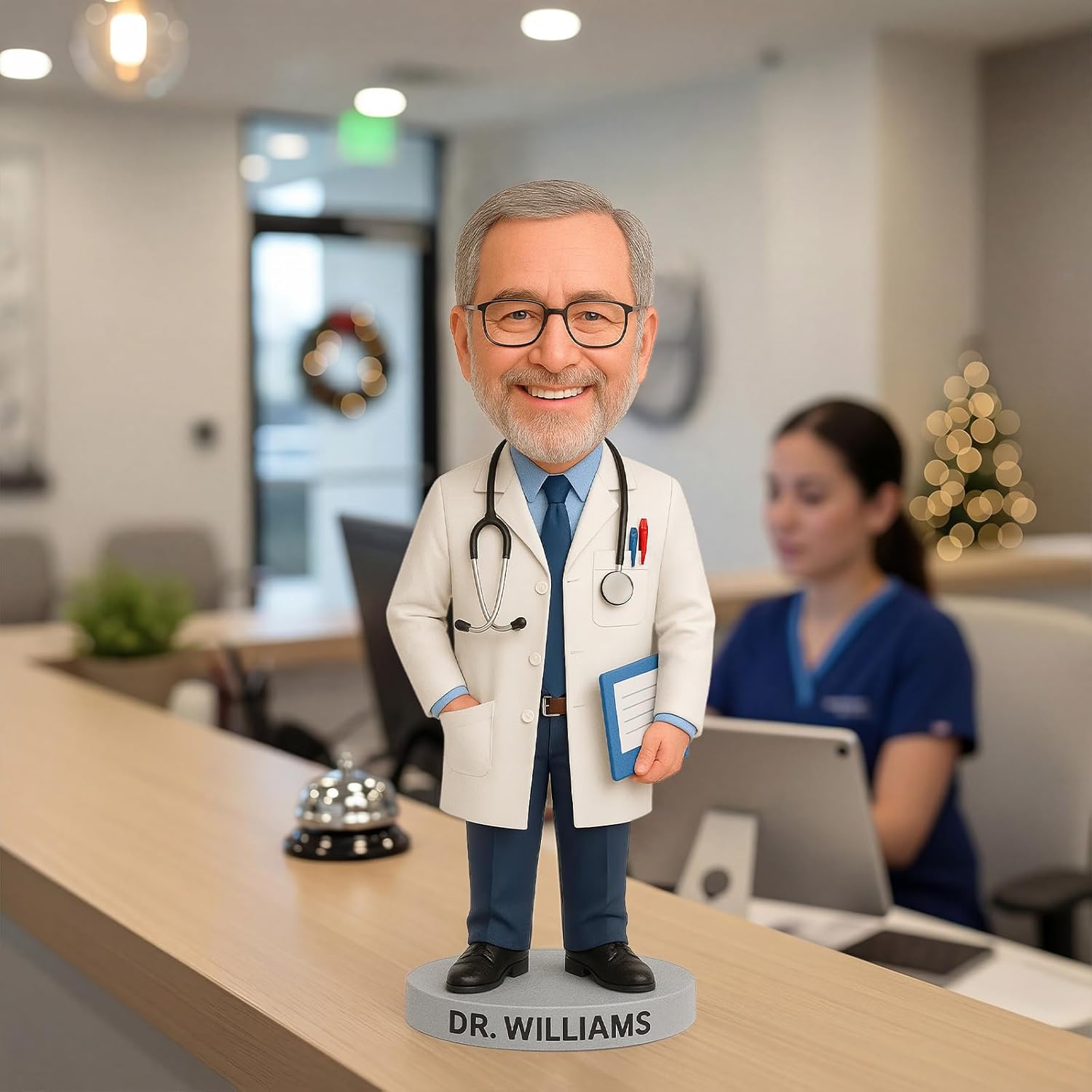 Custom Bobblehead from Your Photo, Fully or Semi-Custom, Handmade Figurine with Santa Hat & Name-Engraved Base, Personalized Photo Gift for Christmas, Valentine’s Day, Birthday & Anniversary - Image 3