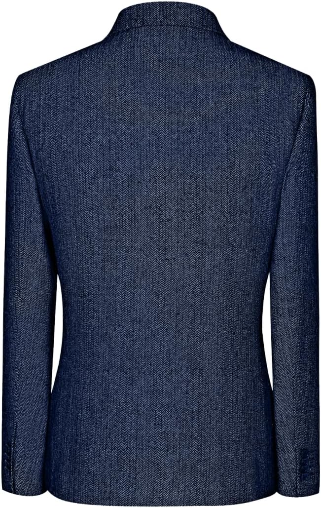 Mens Sport Coats Blazers Formal Navy Blue Blazer Men Retro Herringbone Tweed Wool Prom Tuxedo Suit Jacket Men Wedding XXL - Image 5