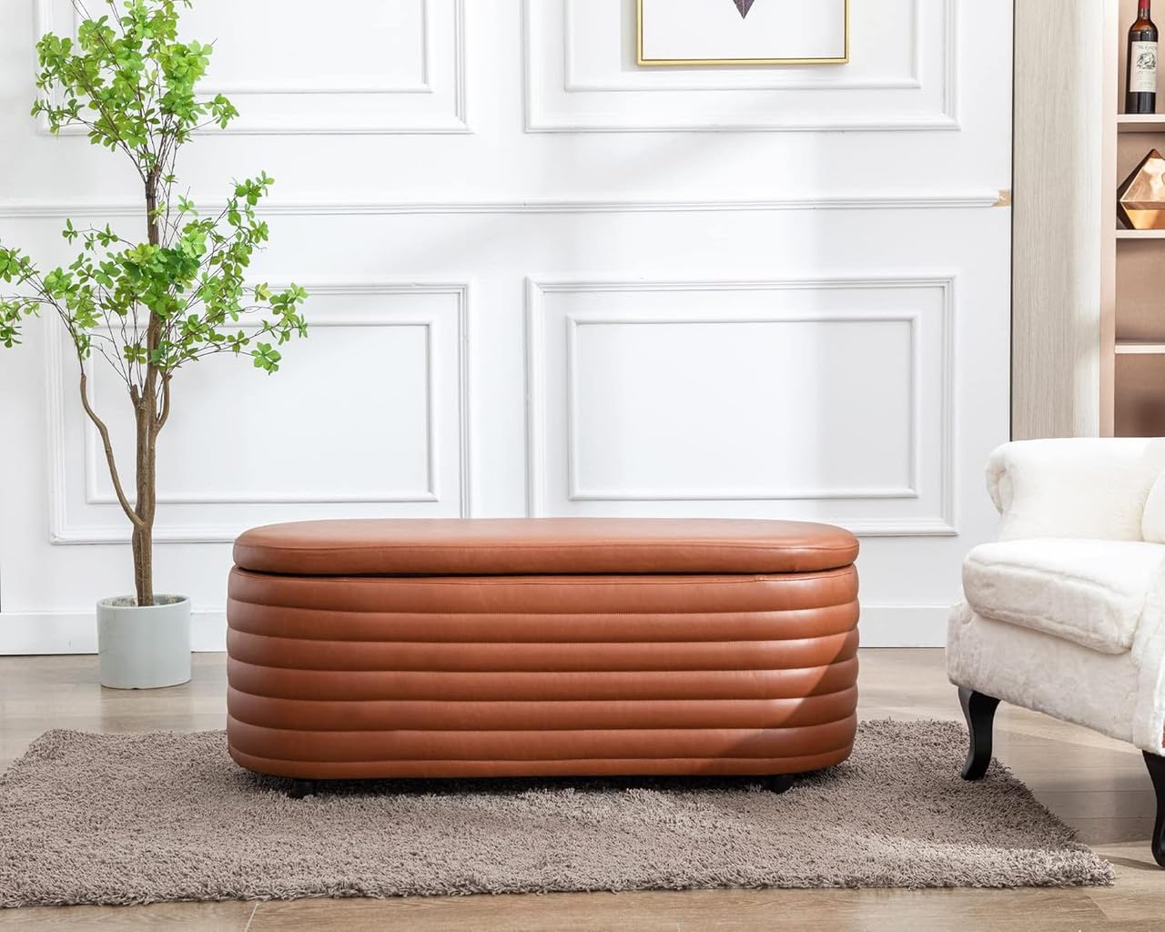 Fabrique Melton Suede Fabric Fabric 2-Seater Ottoman Bench in Brown – Stylish Sofa Bench with Hidden Storage for Living Room & Bedroom | Comfortable Seating | 5-Year Warranty 1