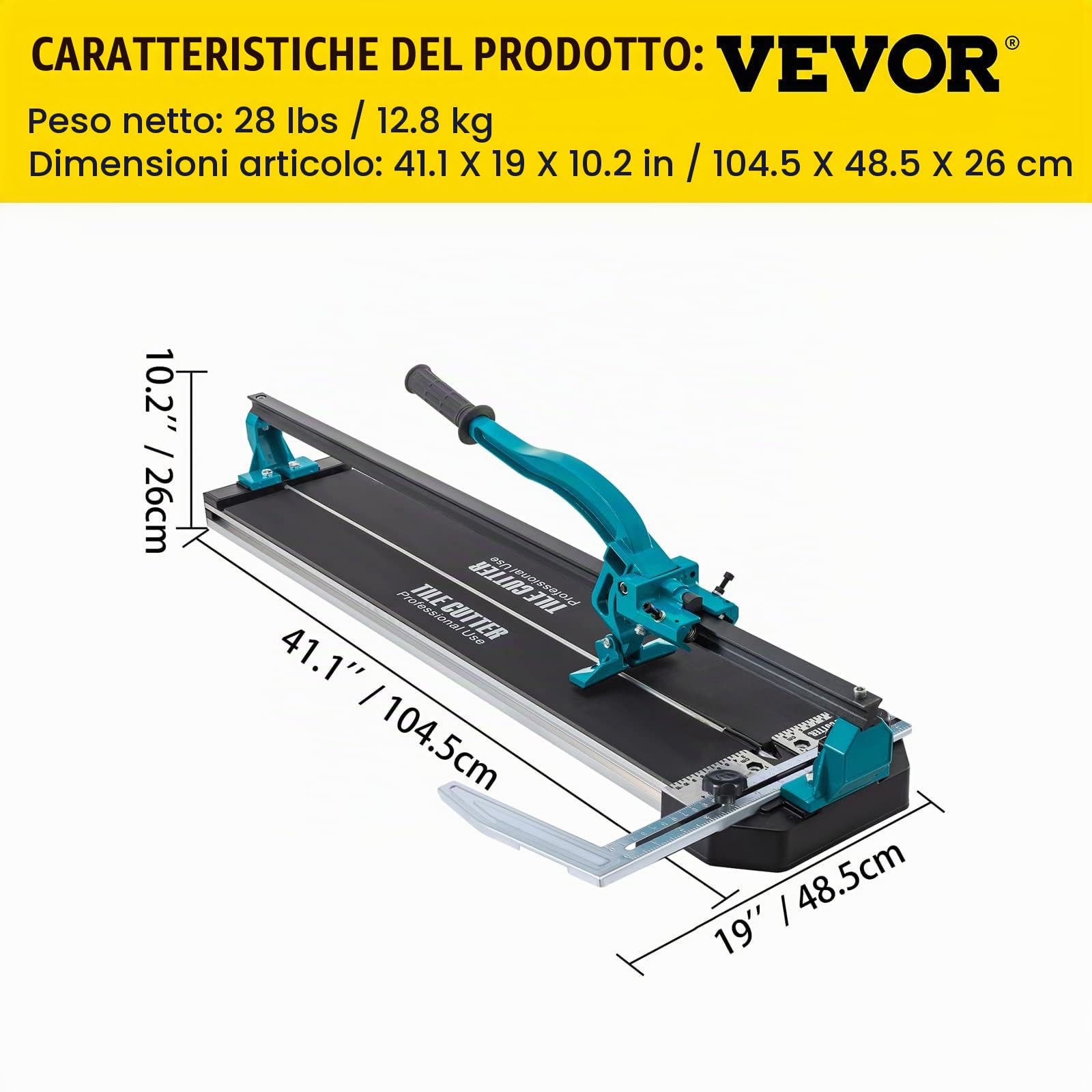 VEVOR - Taglio di piastrelle (800 mm, taglio manuale forte con posizionamento laser, preciso con guida singola)