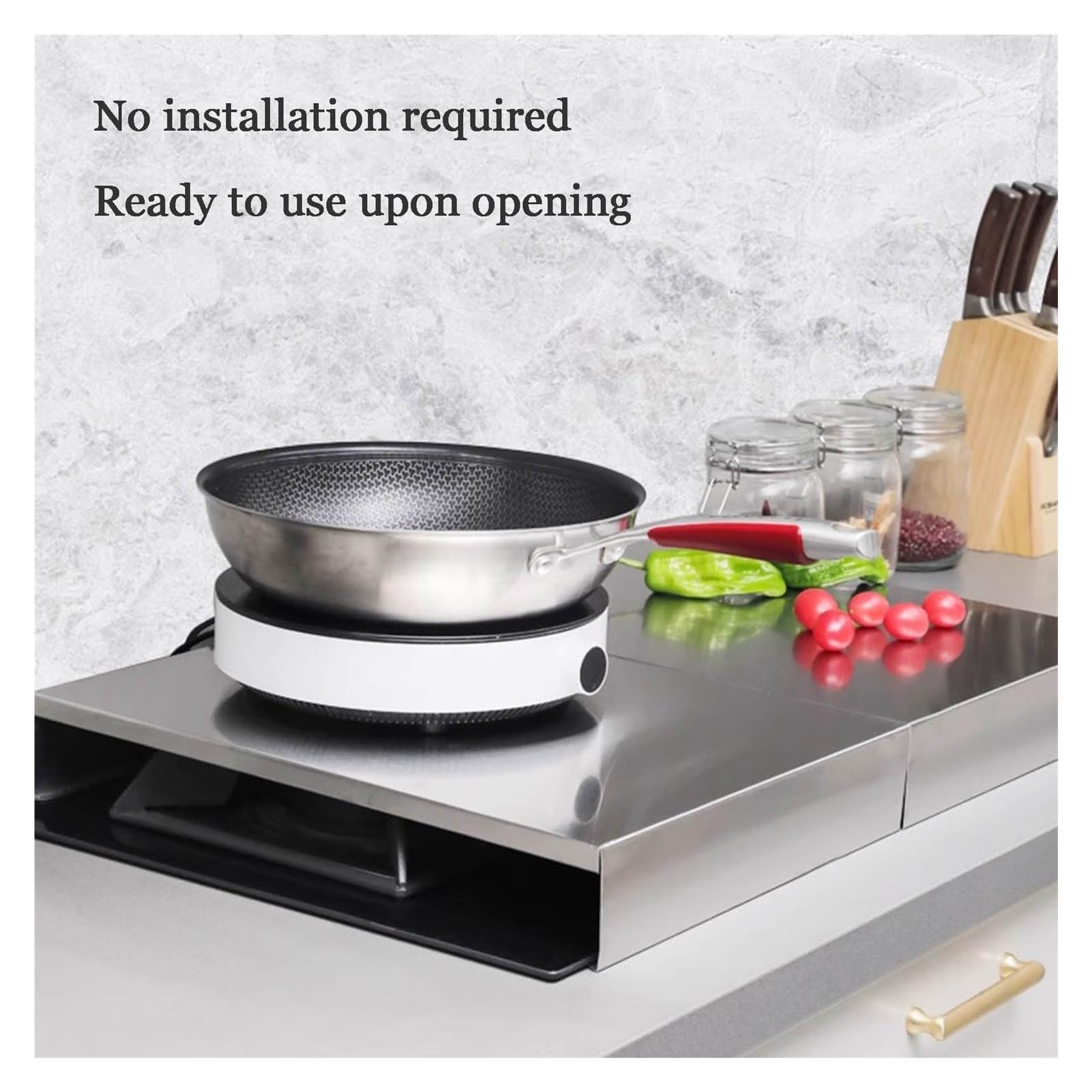 Couvercle de plan de travail en acier inoxydable résistant à la chaleur facile à installer pour four électrique (35 x 48 x 7 cm) durable et élégant accessoire de cuisine