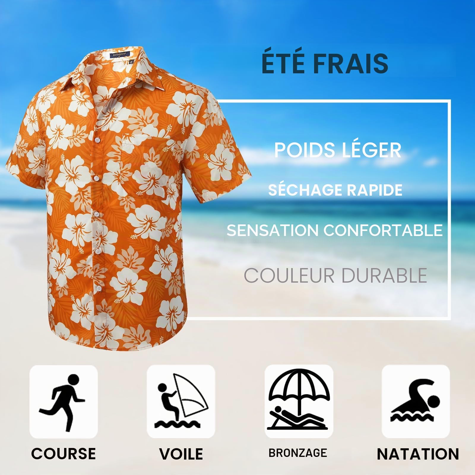 Chemise Hawaïenne Homme Manches Courtes Été Chemises Plage Funky Casual Fleurs Button Down pour Vacances Fête