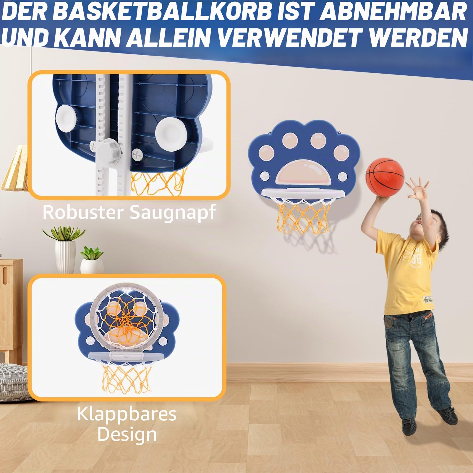Kinder Basketballkorb Set Höhenverstellbarer Basketballständer & Fußballtor Golfspiel Ringwurf für Jungen und Mädchen,Basketballkorb Kinder für Indoor und Outdoor geeignet