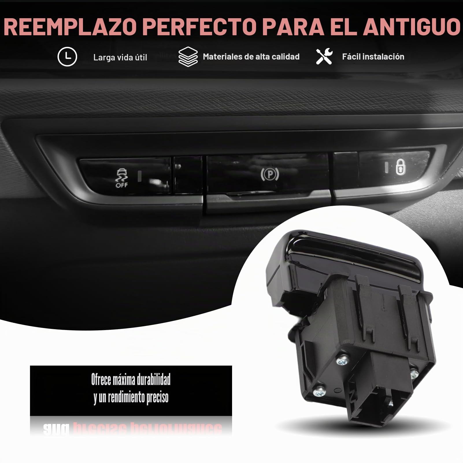 FineBoing Interruptor Freno Eléctrico 470703 Peugeot 3008 5008 | Recambio compatible OEM 470703, instalación sencilla para freno de mano electrónico de los modelos indicados.