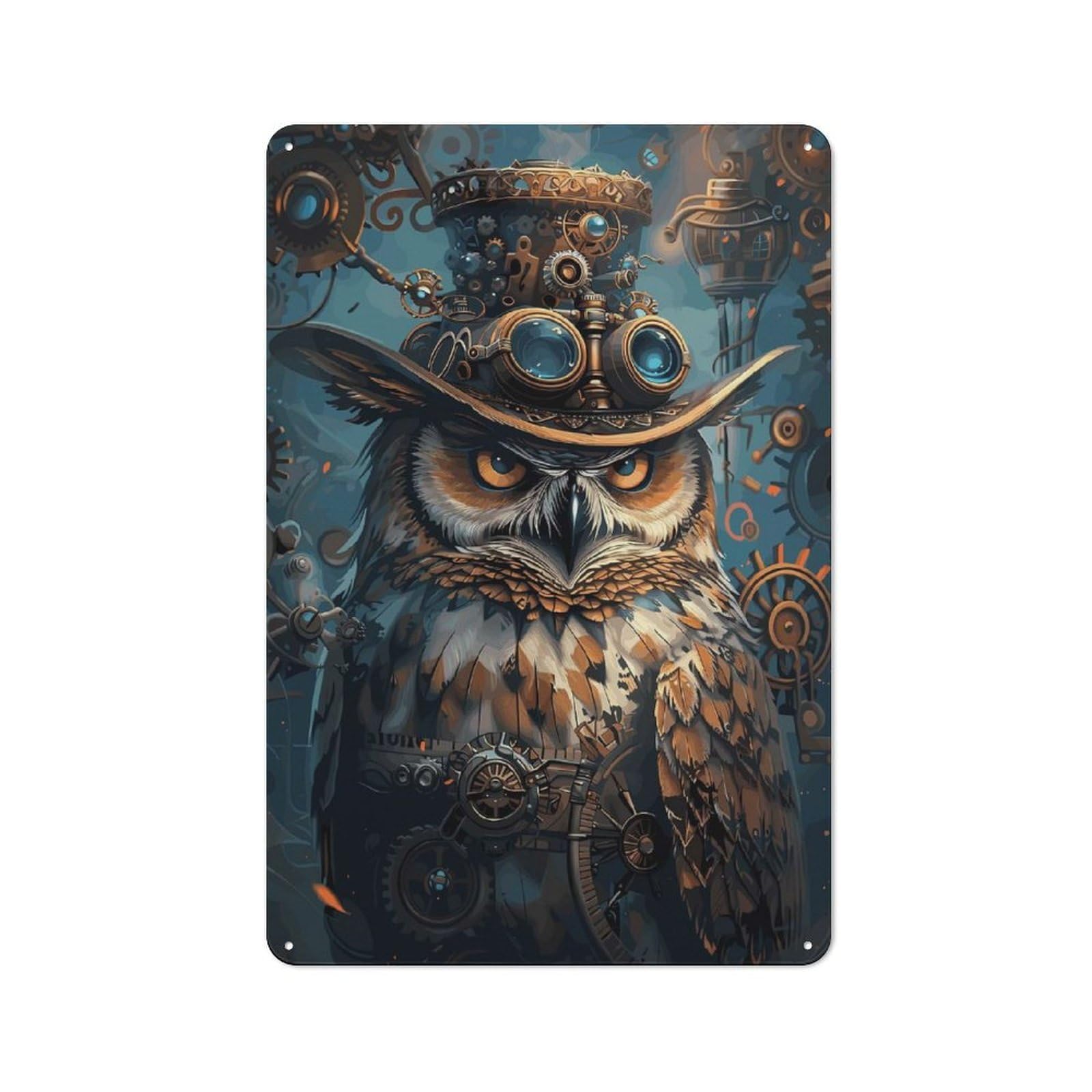 Junmoney Style-11 For Garden Room Or Summerhouse, Animal Steampunk Owl Retro Metal Sign 30X20cm, For Vintage Wall Decor Fans, For Metal Sign Collectors
