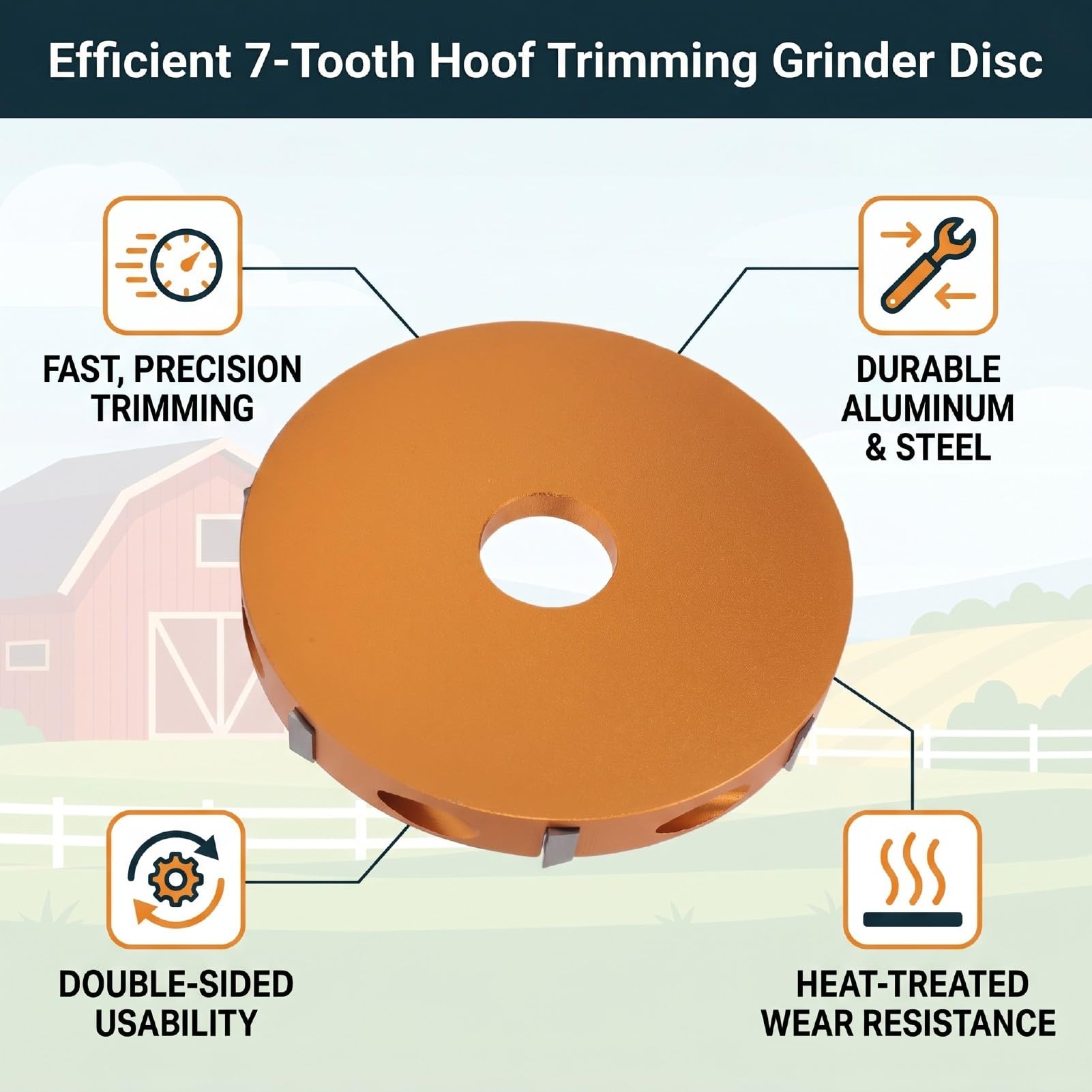 Haofy Disco de Corte de Pezuñas 7 Dientes Muela Abrasiva de Corte de Pezuñas para Ganado para Accesorio de Amoladora Angular Aleación de Aluminio Acero Inoxidable Uso de Doble Cara