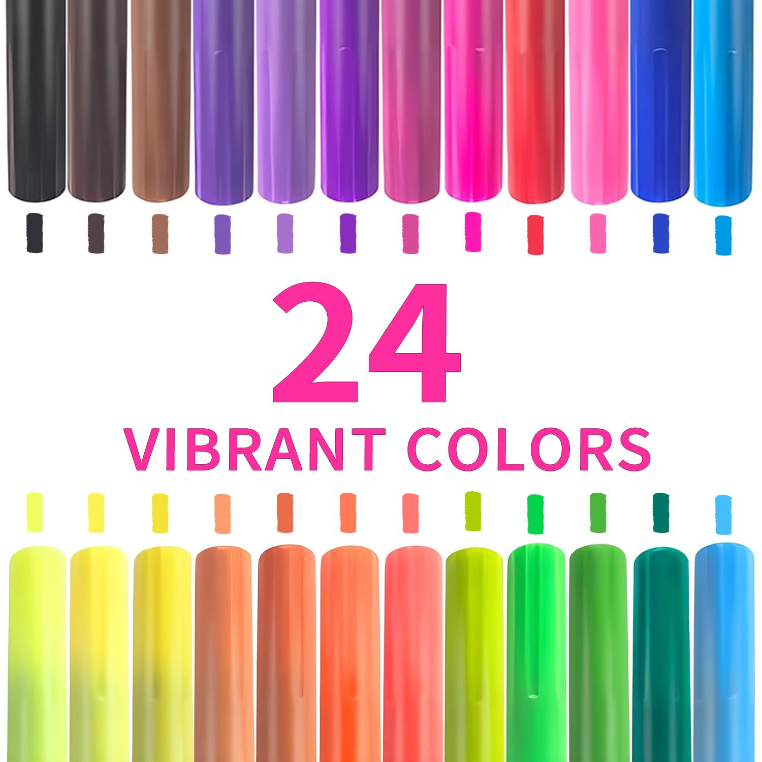 PONLCY Fabric Paint Markers Pen Permanent for T-shirts Clothes Canvas Bags Hats Shoes Tote, 24 Colors, 2mm Fine Tips, DIY Graffiti Art Marker Set for Kid Birthday Gifts