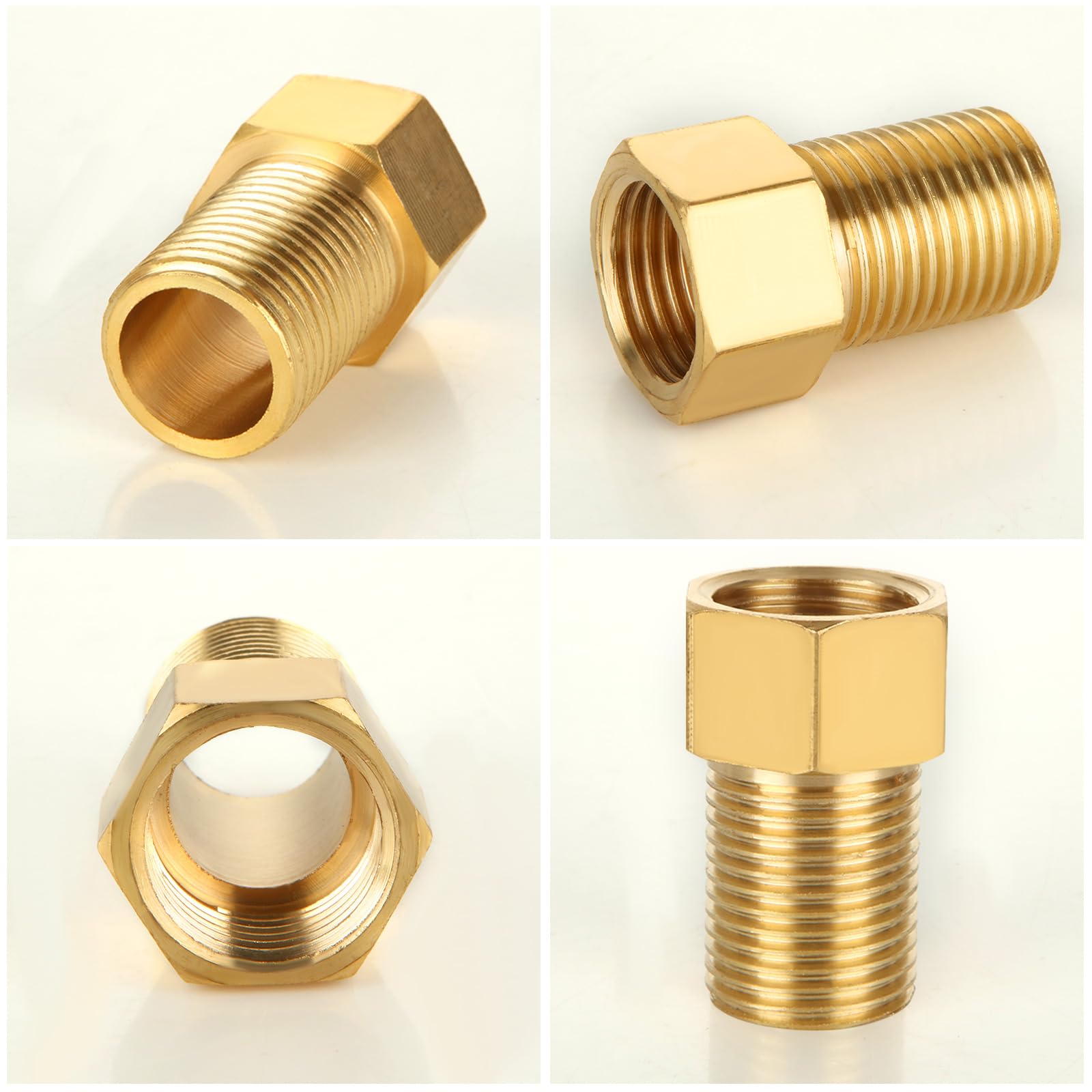 CYEAH Juego de 10 accesorios de tubería de latón, conector de boquilla de tubo de extensión de latón de 1,27 cm hembra a macho de 1,27 cm, adaptador convertidor de ajuste más largo, adaptador hembra