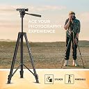 Syvo S-520 (57 Inch) Lightweight Aluminum Tripod with Mobile Holder for DSLR Camera & Smartphone with Operating Ht. 4.75 Ft, Max Load Capacity Upto 2 kgs with 360 Degree Ball Head, Carry Bag Included gallery image