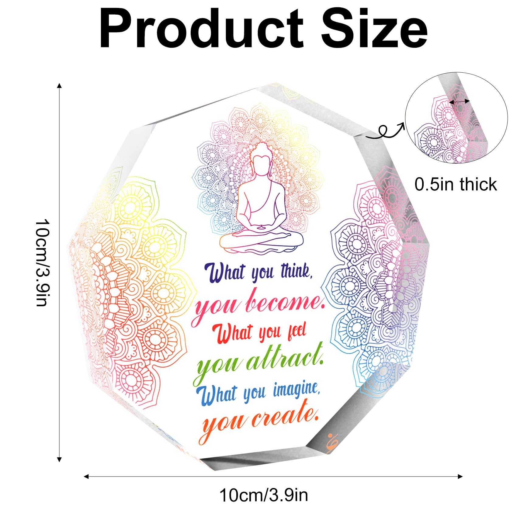 Buddhist Zen Gifts for Women Men Spiritual Meditation Gifts for Women Buddha Acrylic Sign Plaque Yoga Room Meditation Room Decor Sign Zen Den Buddhist Decor Gift for Yoga Lovers Instructor
