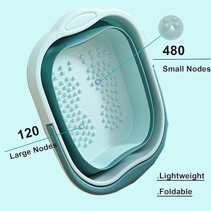 Baño de Pies Plegable 15L con Asa, Masajeador de Acupresión para Pies Secos y Agrietados miniatura 5