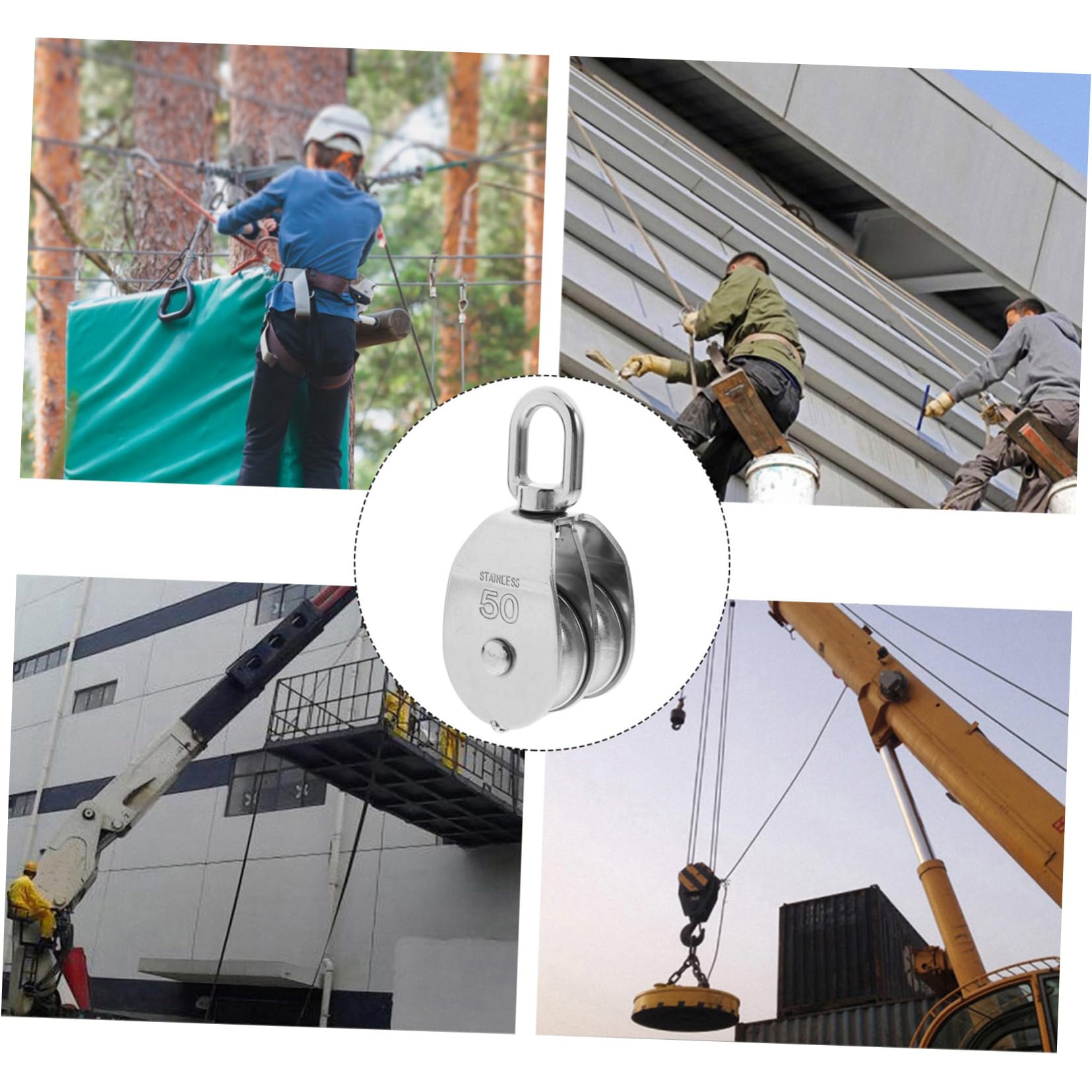 ULTECHNOVO 3 Pz Blocco Carrucola Regolabile Catena Tenditore Paranco Sollevamento Pesi Ruota Flessibile Puleggia Da Palestra Aste Portabandiera All'aperto Gancio Acciaio Inossidabile Silver