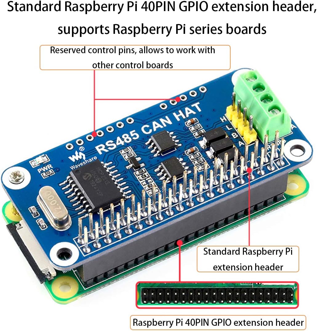 Waveshare RS485 CAN HAT connected to Raspberry Pi GPIO