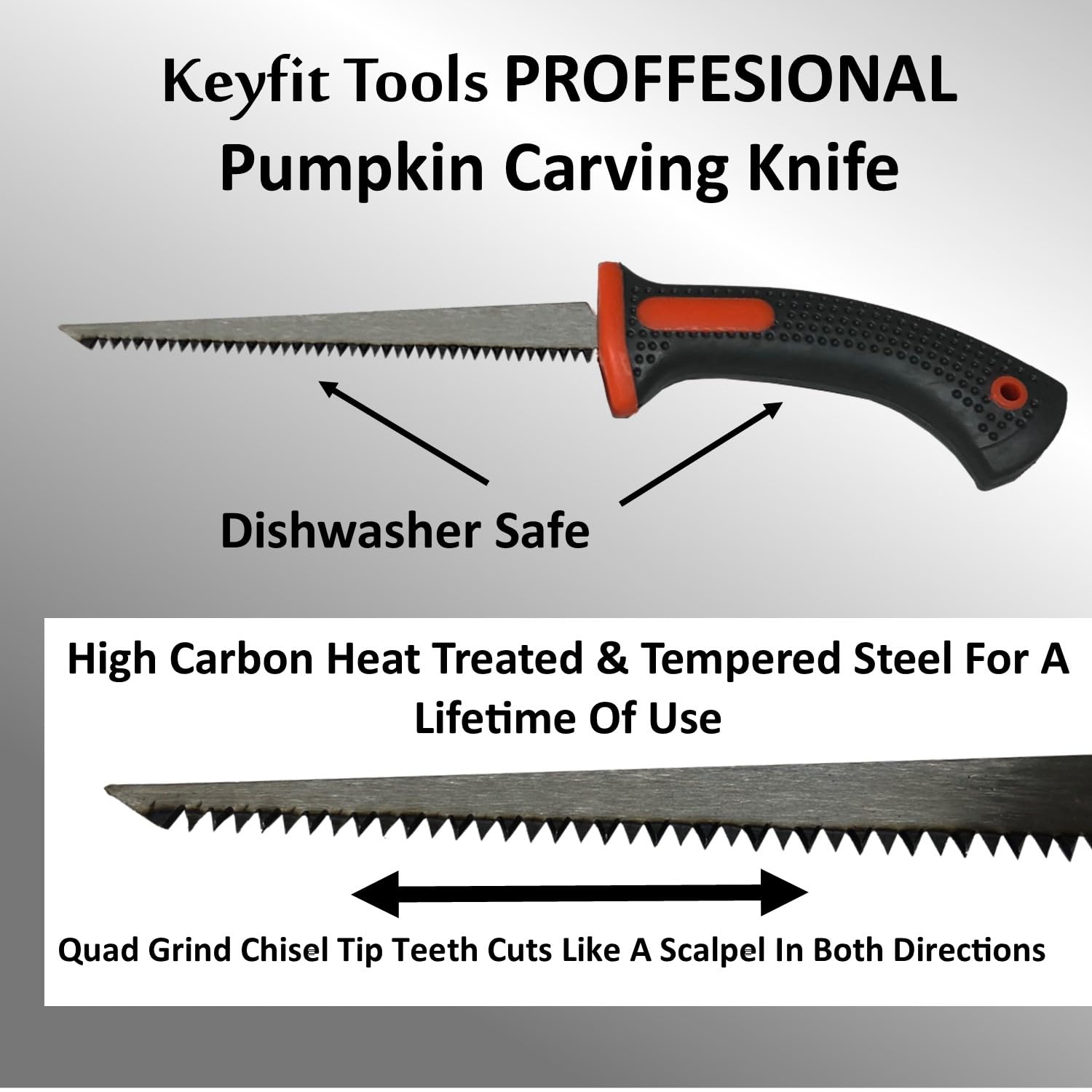 Keyfit Tools PROFESSIONAL Pumpkin Carving Knife Tool 416 Stainless Steel Double Sided Saw/Blade Adult Use Only Extra Sharp Heat Treated Blue Steel Blade Halloween Jack O' Lantern Carver Saw Kit — Amazon image 4