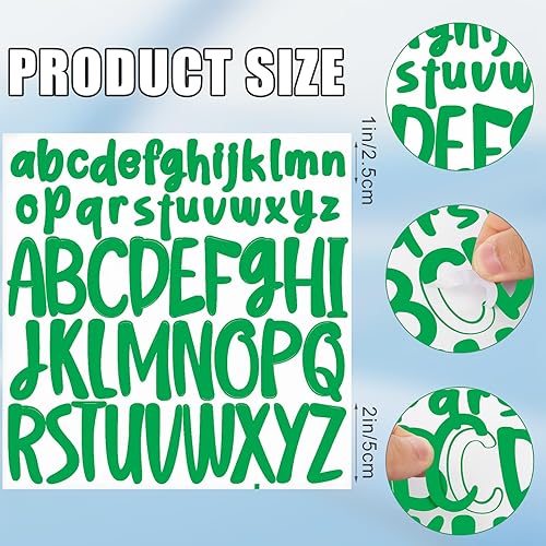 Miniatura 2 de 416 piezas de 8 hojas de calcomanías de letras, 1 pulgada y 2 pulgadas, autoadhesivas mayúsculas y minúsculas, calcomanías de vinilo para