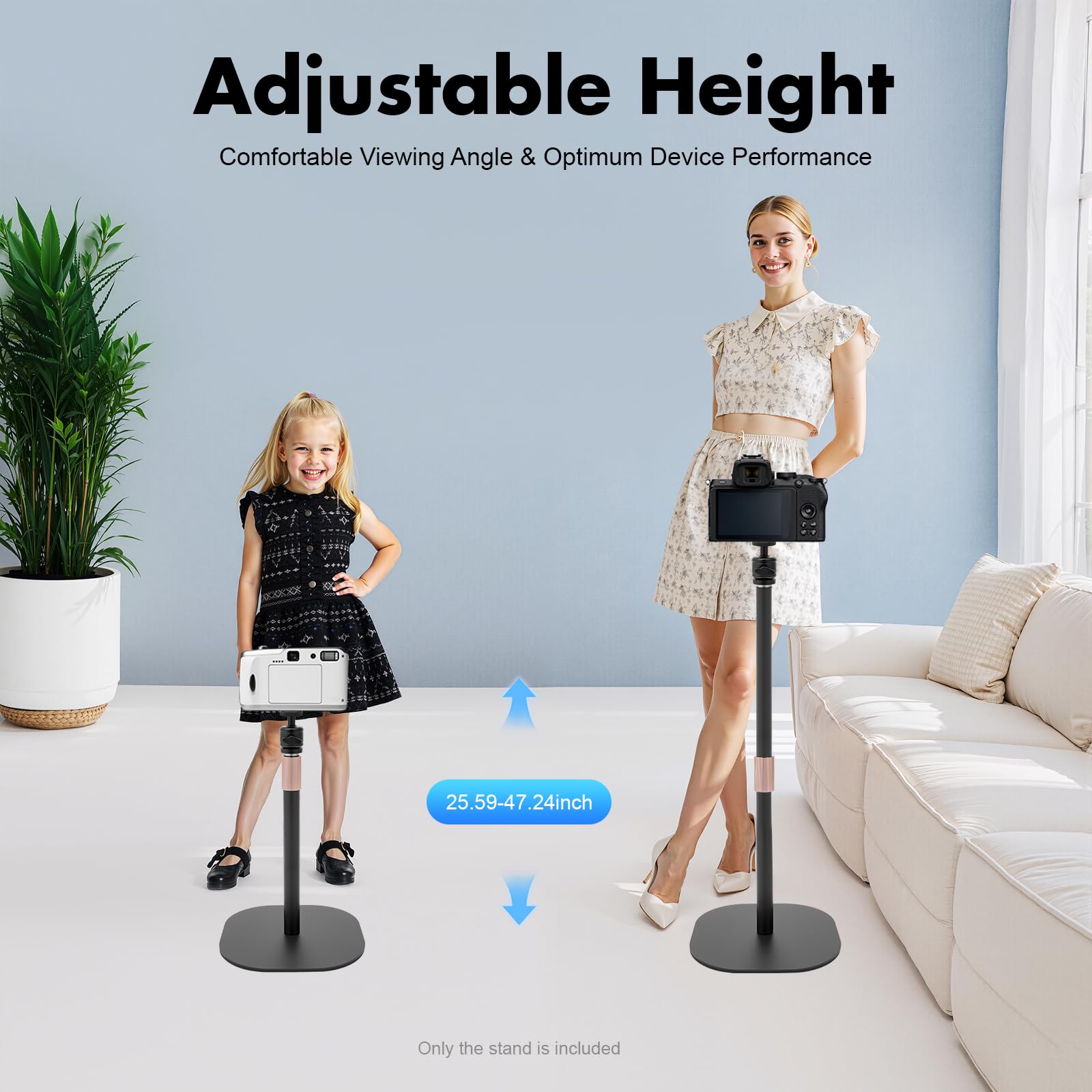 Supporto per proiettore, altezza regolabile 65-120 cm, girevole a 360°, inclinabile, universale con filettatura da 1/4", portata fino a 3 kg, per videoproiettore webcam, nero