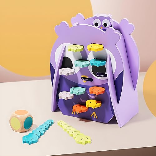 Miniatura 6 de KIEZ Juguete apilable sensorial de rescate de búho, juego de mesa de madera Montessori, divertido juego de mesa de estrategia interactivo para
