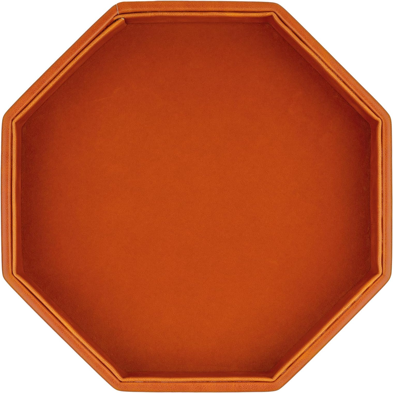 RERIVER Dice RollingTray, Felt Lined PU Leather Octagon Dice Tray for Dungeon Crawler Games, Brown