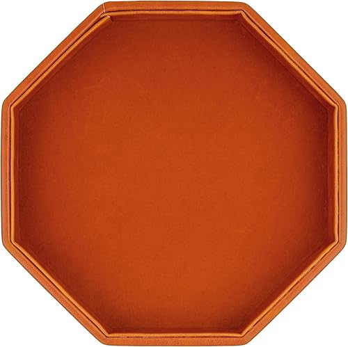 Bandeja para rodar dados, bandeja de dados octágonos de piel sintética forrada de fieltro para juegos de mazmorras y rastreadores, color marrón