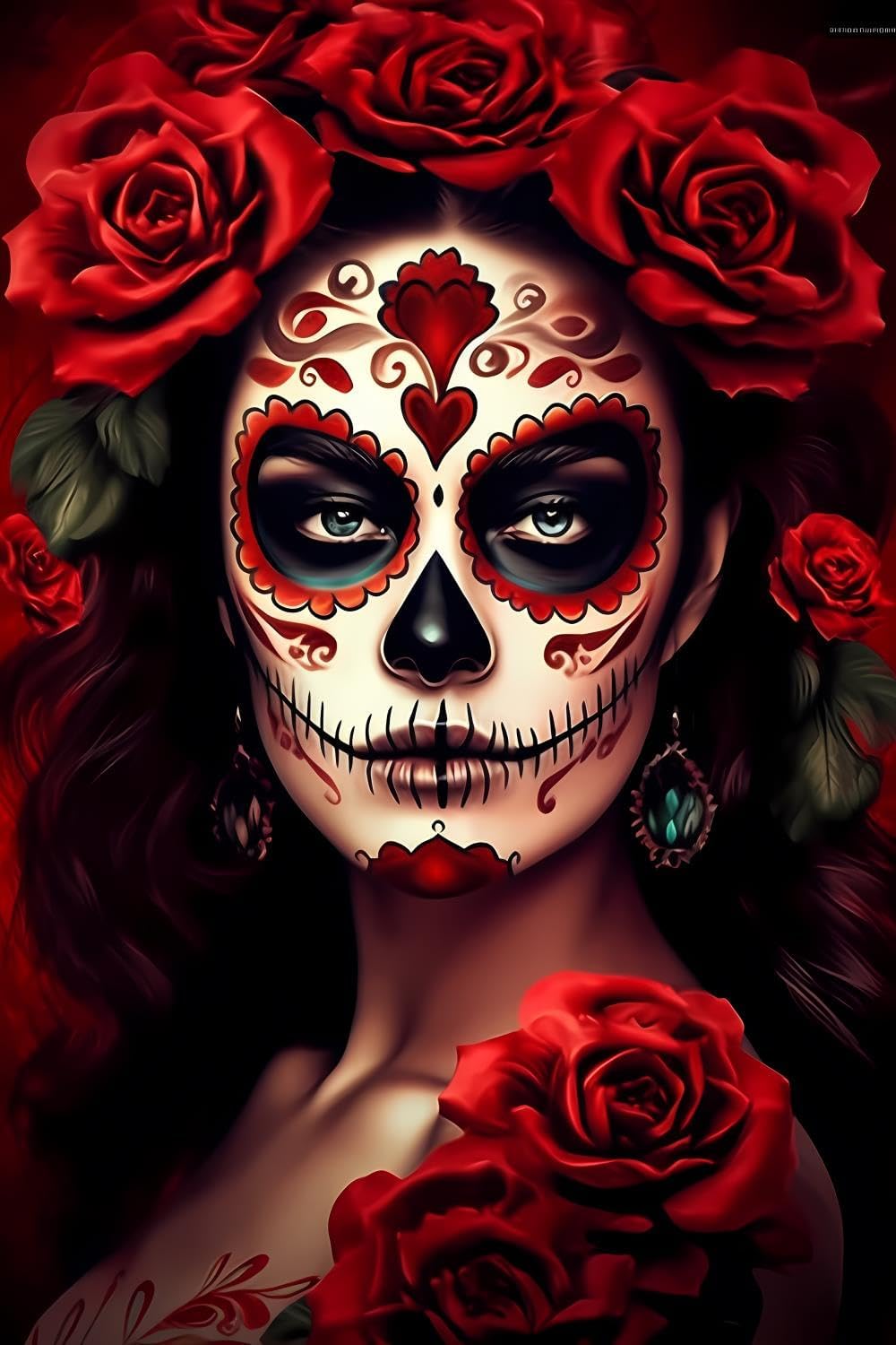 CUEAEAD Stained Glass Skull 5D Diamond Painting Kits, Skull Diamond Art Kits for Adults Paint with Diamonds Gem Art,Full Drill Diamond Paintings Arts and Crafts for Home Decor 20x30 inch