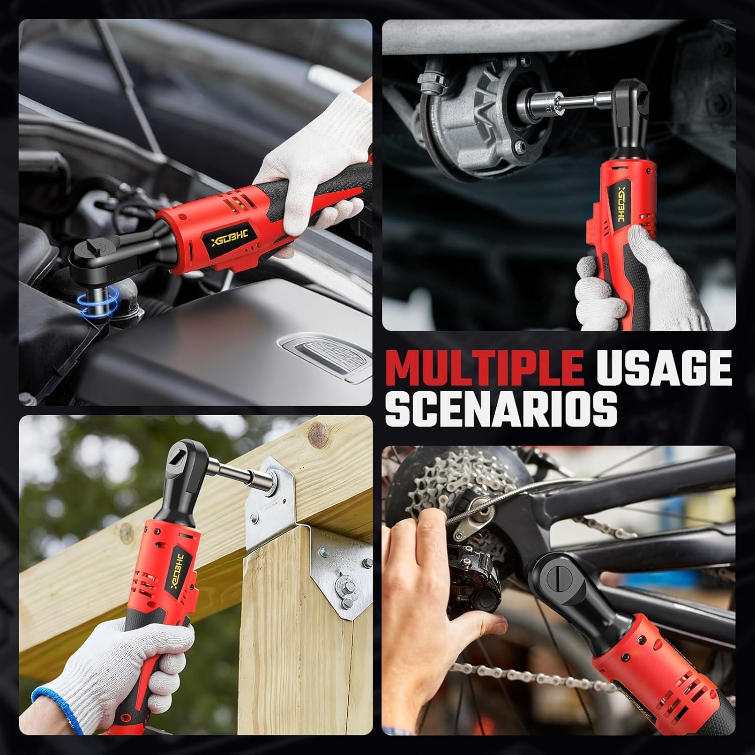 3/8" Cordless Ratchet Wrench for Milwaukee M18 18V Battery - 75Ft-Lbs Brushless Motor Electric Ratchet Set with 0-300RPM Variable Speed,8 Sockets,1/4" and 1/2" Adapters,3" Extension Bar(Tool Only)