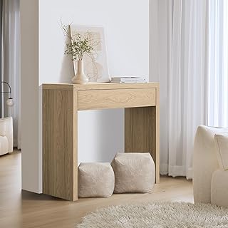 Oikiture Console Table with Storage Drawer Hallway Table- Wood