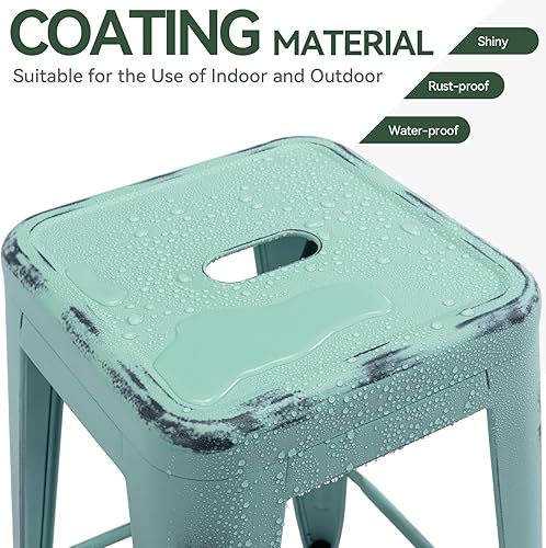 Miniatura 127 de Vogue Furniture Direct Taburetes de bar de metal de 24 pulgadas, taburetes de bar de altura de mostrador, taburetes apilables para interiores y